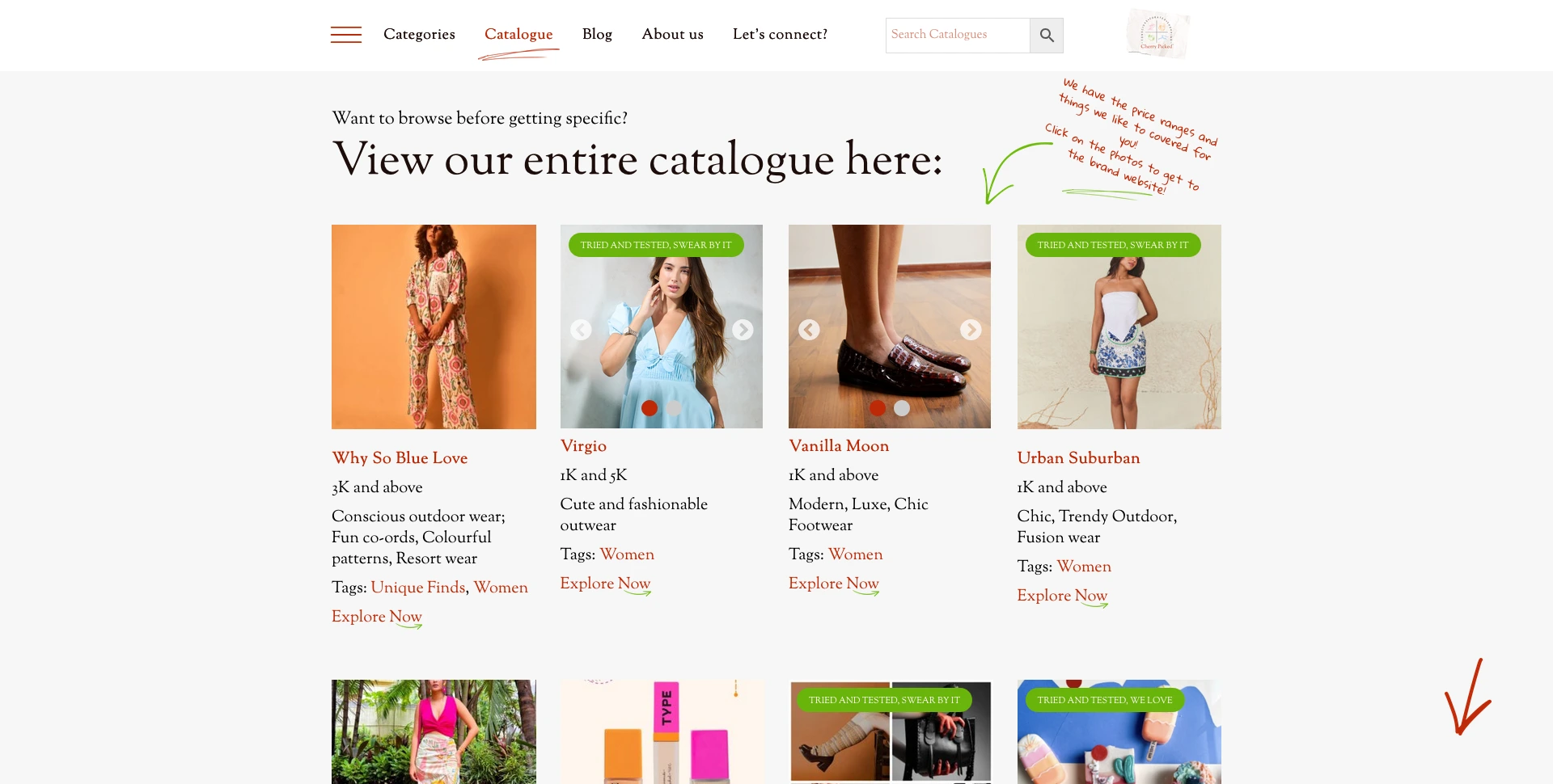 Cherry Picked Catalogue Screenshot