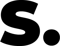 A large, bold black letter S followed by a smaller solid black period on a white background.